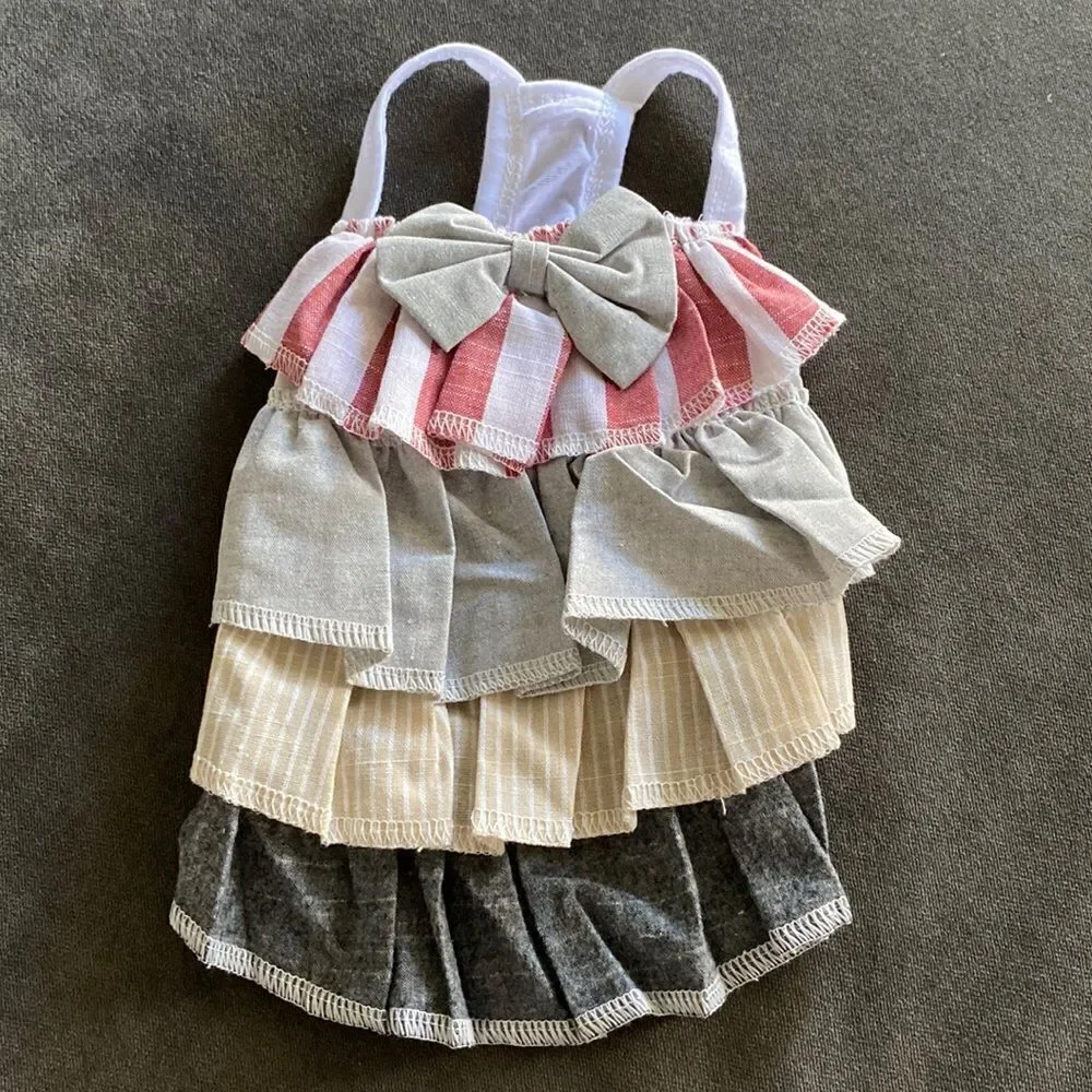 Dog Summer Ruffle Layer Dress with Bow Lightweight for Small Dogs Size XS NEW